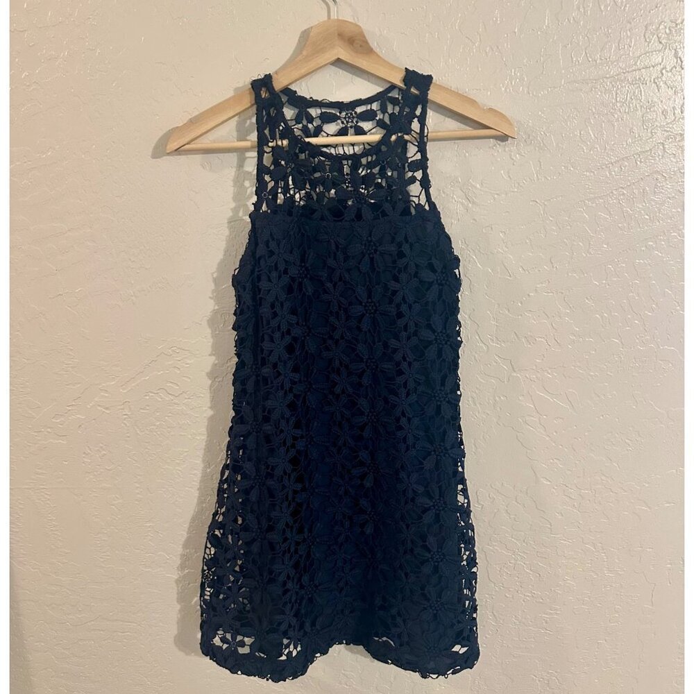 Y Hollister Y2K Style Blue Floral Cutouts Mini Sleeveless Shift Dress